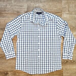 Mizzen Main Shirt Leeward Trim Fit Plaid Button Down Extra large XL Blue Cream